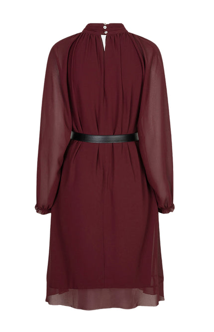 Jurk Mock Neck Chiffon Merlot F26.15503