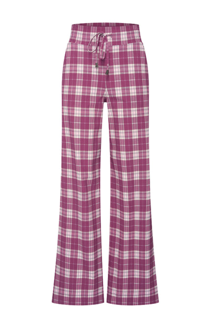 Heavy Travel Broek Autumn Check Print Magenta Purple 202433A