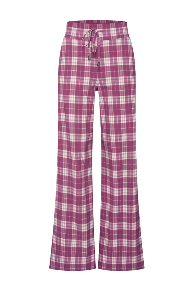 Heavy Travel Broek Autumn Check Print Magenta Purple 202433A