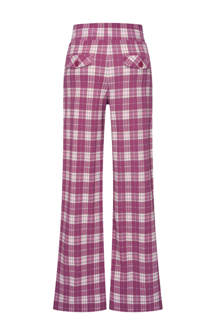 Heavy Travel Broek Autumn Check Print Magenta Purple 202433A