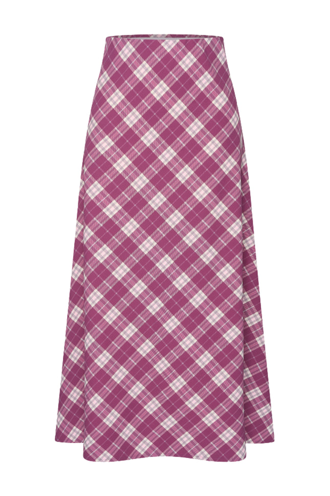 Travel Rok Autumn Check Print Magenta Purple 202529