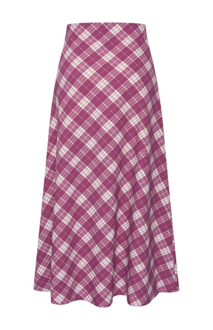Travel Rok Autumn Check Print Magenta Purple 202529