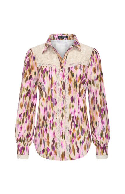 Travel Blouse Lace Argyles Print Multicolour 202872
