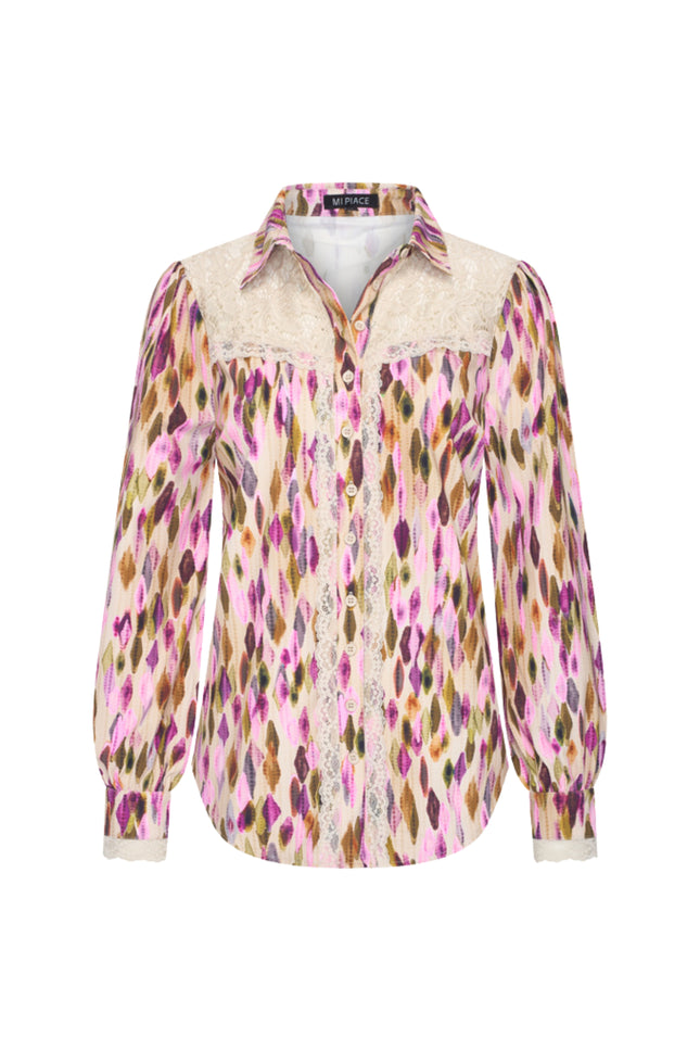 Travel Blouse Lace Argyles Print Multicolour 202872