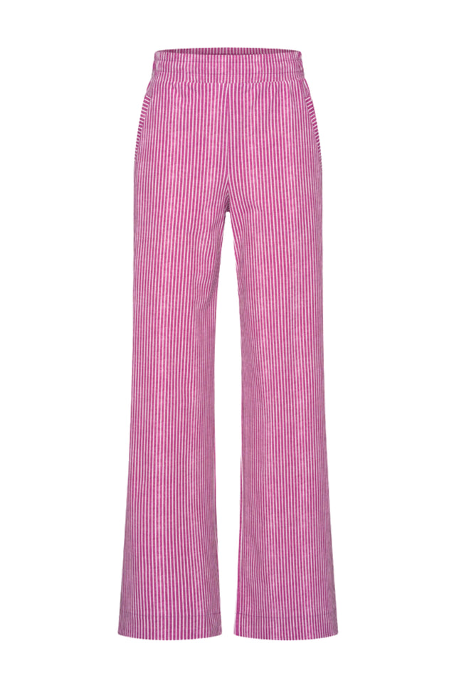 Travel Broek Small Stripe Print Magenta Purple 202884