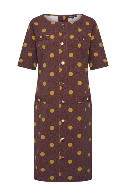 Travel Jurk Dot Structure Print Mahogany 202869