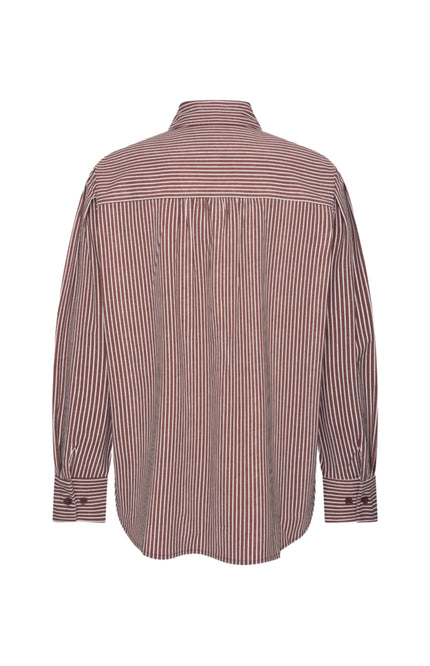 Travel Blouse Oversized Bow Stripe Print Mahogany 202875