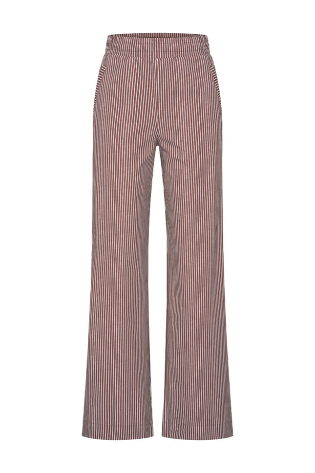 Travel Broek Small Stripe Print Mahogany 202884