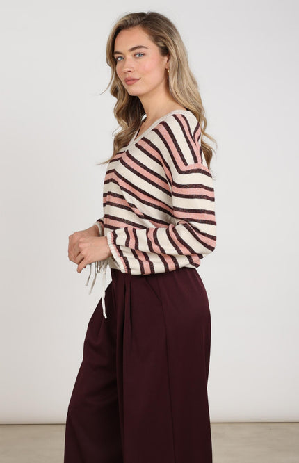 Trui Kim Stripe Sand Rose NKF03054