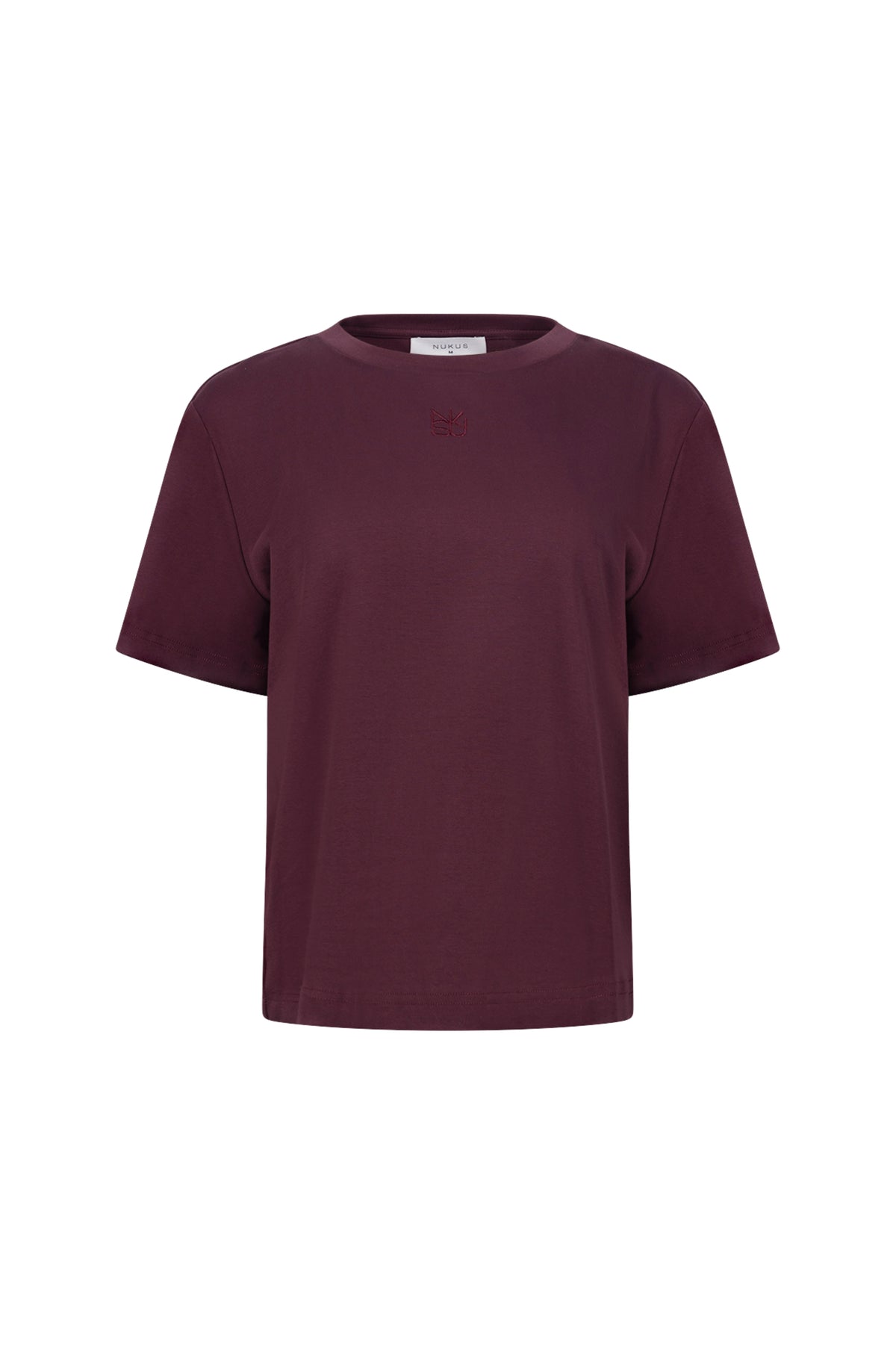 Nukus Luna Cherry T-shirt in roze met bloemendessin, katoenen stof, casual pasvorm, voor dames, close-up van de voorkant