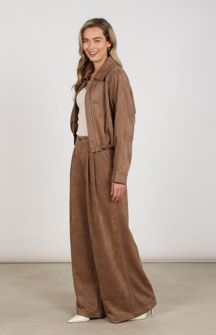 Broek Bodine Suede Taupe NKF09102