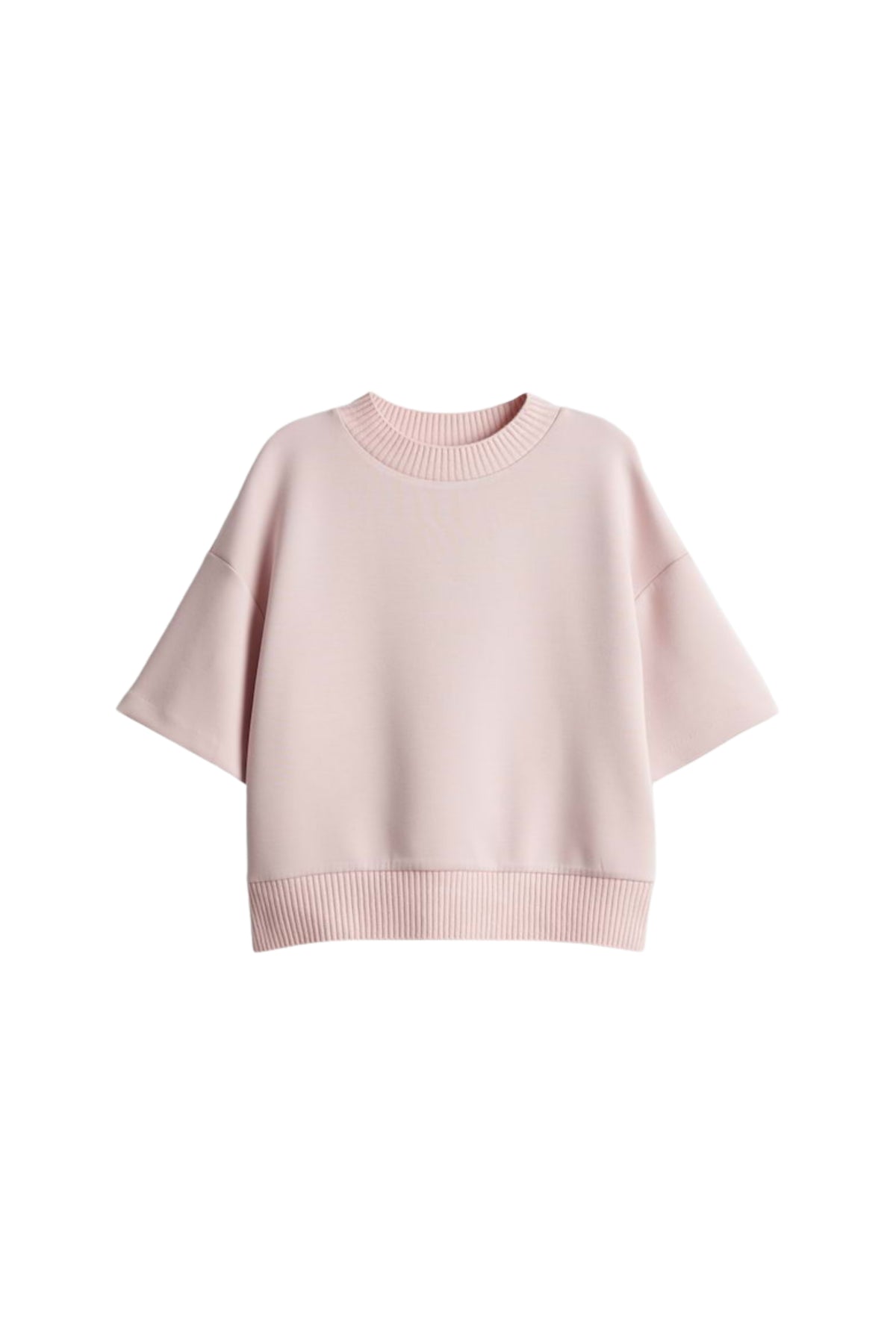Opus Top Galita Rose Tint met roze en beige kleuren, modieus en veelzijdig kledingstuk, close-up van de stoffen textuur.