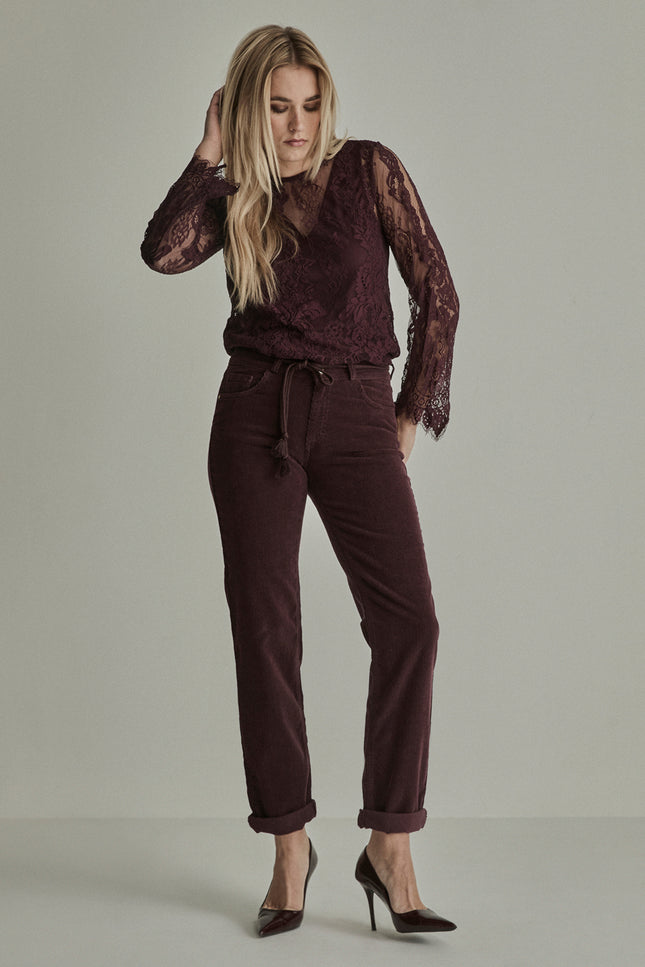 Broek Bobby Vintage Corduroy Burgundy Red FW261104091 L30
