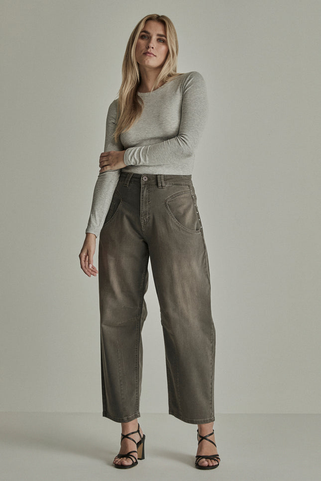 Broek Olivia Stud Vintage Denim Taupe FW261127448