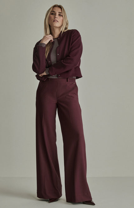 Broek Lizzy Twill Jersey Burgundy Red FW261220370 L32