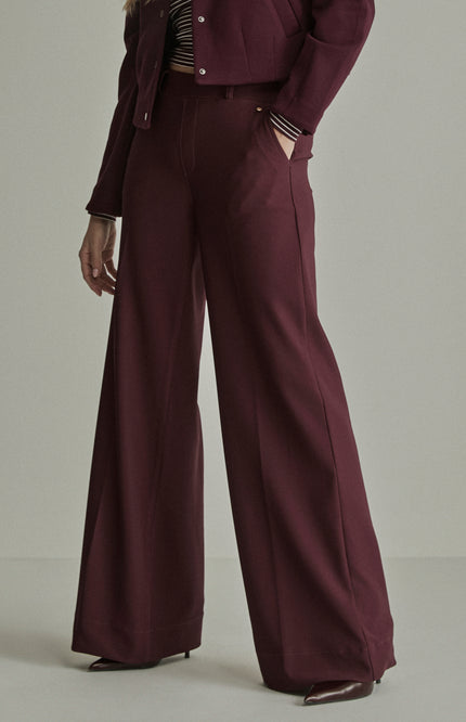 Broek Lizzy Twill Jersey Burgundy Red FW261220370 L32