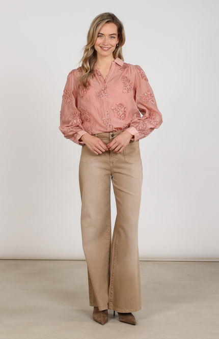 Blouse Antonella Paillet Flower Rose NKF02156