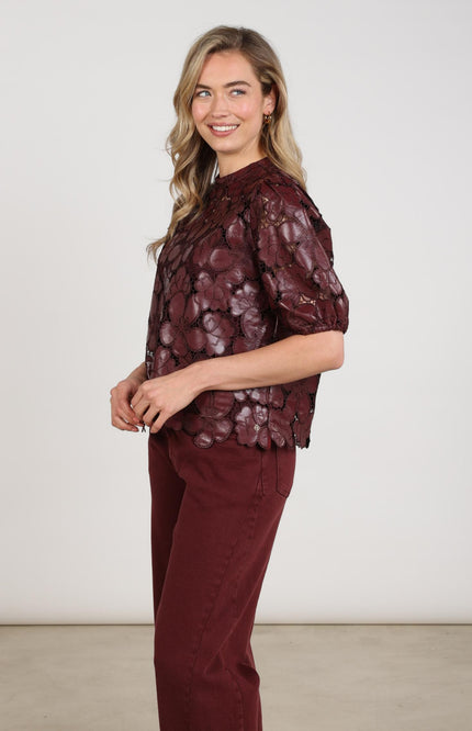 Top Nicole Flower PU Cherry NKF01066