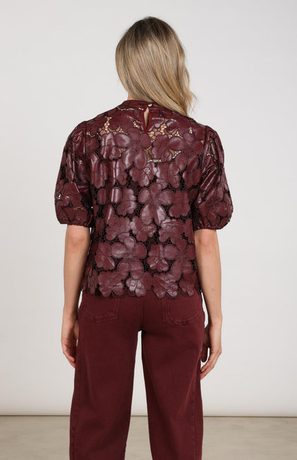 Top Nicole Flower PU Cherry NKF01066