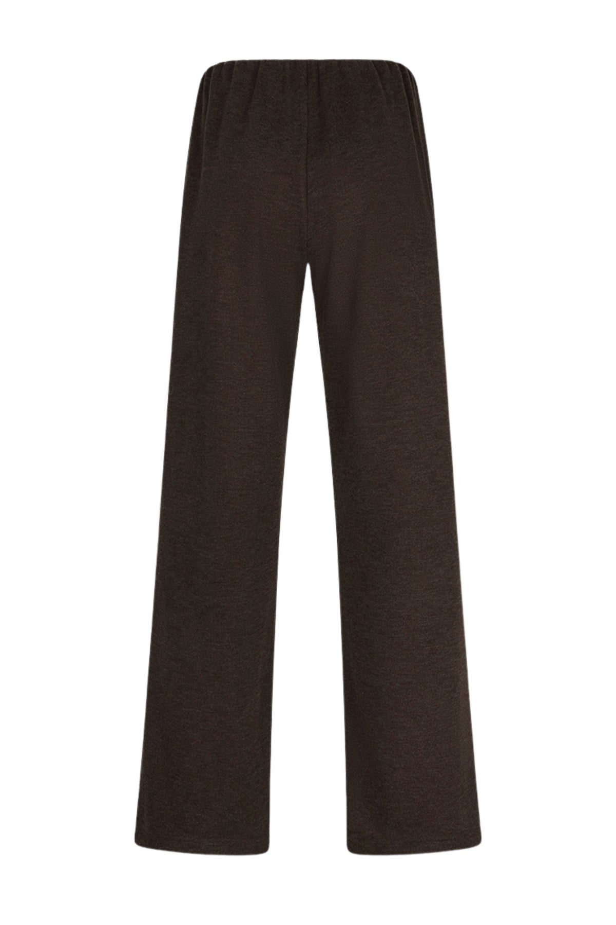 Zwarte EsQualo Knit Broek Cacao F26.07536 met elastische taille en comfortabele pasvorm, gedragen door een model.