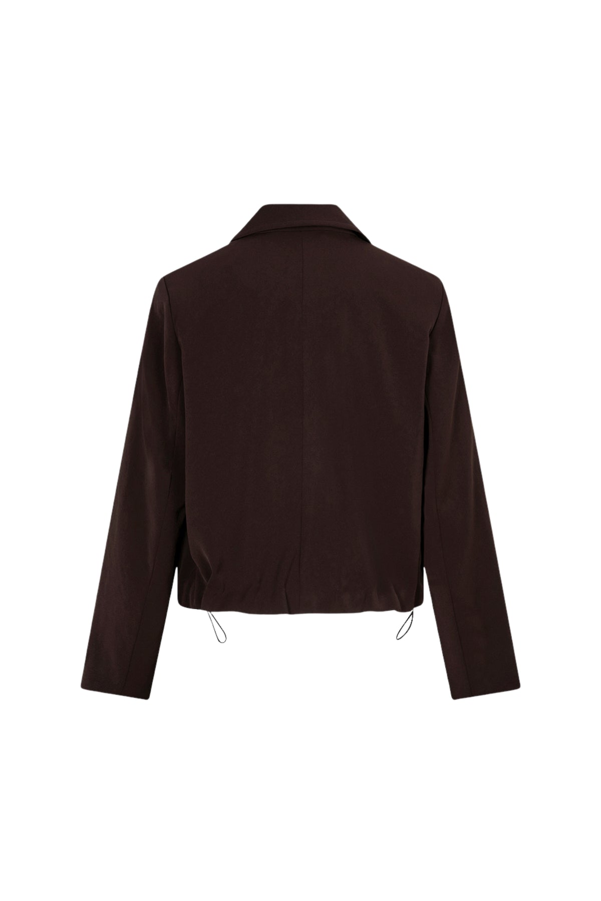 Cropped cacao blazer van EsQualo, getoond op model, met knopen en notched revers, perfect voor een stijlvolle look.
