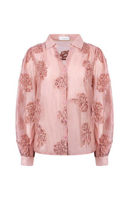 Blouse Antonella Paillet Flower Rose NKF02156