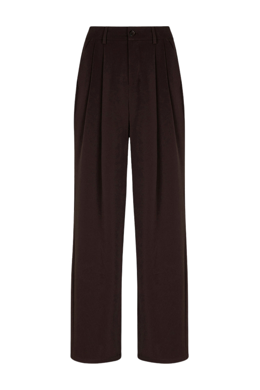 Lange brede cacaokleurige broek van EsQualo met losse pasvorm en comfortabele taille, geschikt voor casual en elegante stijlen.