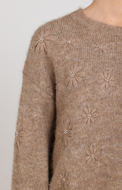 Trui Konstanza Flower Taupe NKF03046
