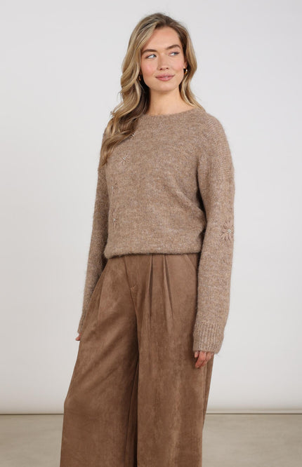 Trui Konstanza Flower Taupe NKF03046