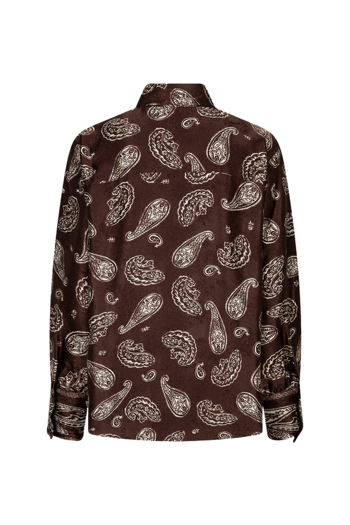 EsQualo blouse Bow Warm print met lange mouwen en kleurrijk patronen, geschikt voor casual en stijlvolle outfits.