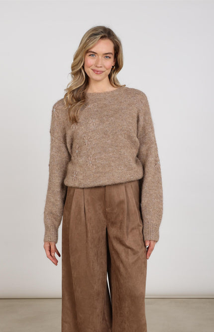 Trui Konstanza Flower Taupe NKF03046