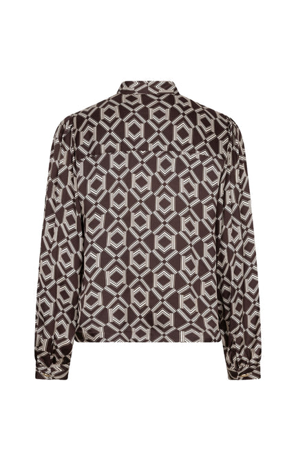 Blouse Short Bow Warm Cacao Print F26.14508