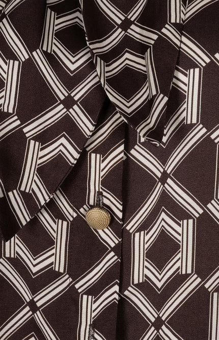 Blouse Short Bow Warm Cacao Print F26.14508