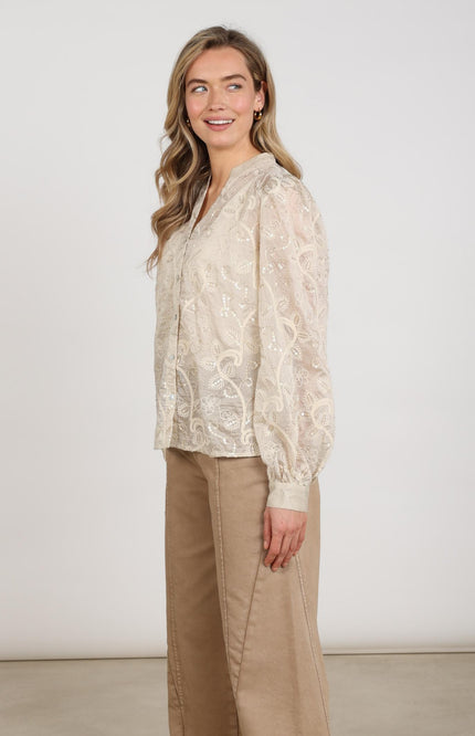 Blouse Antonella Embroidery Sand NKF02178