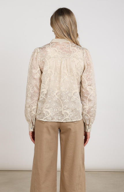 Blouse Antonella Embroidery Sand NKF02178