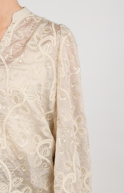 Blouse Antonella Embroidery Sand NKF02178