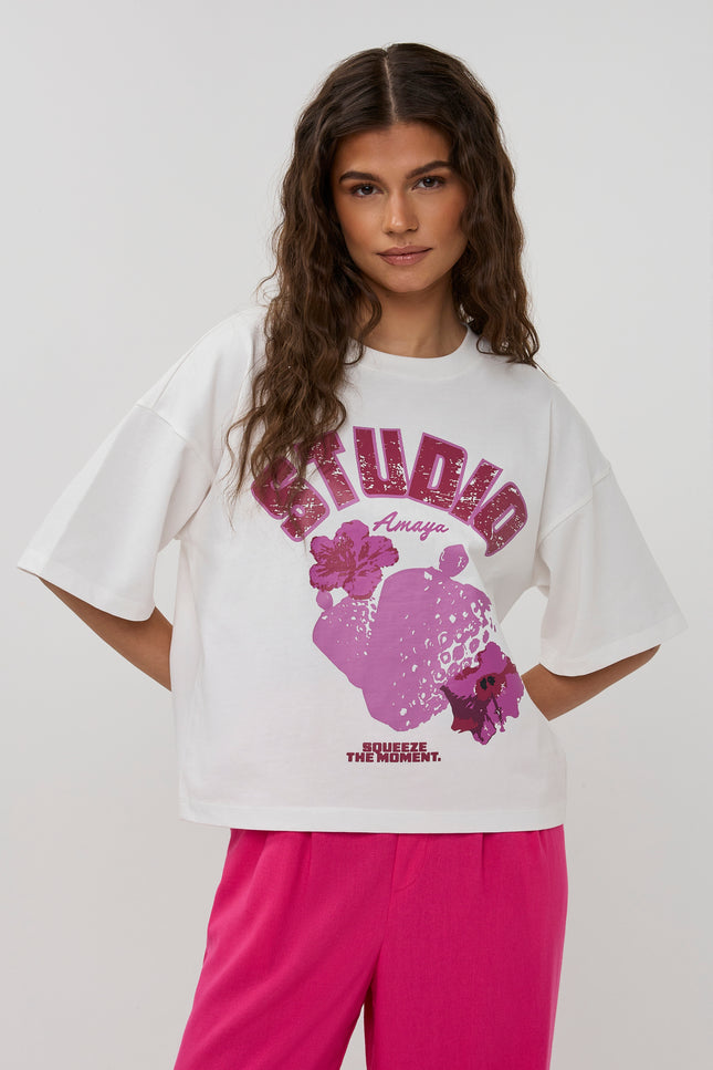 Studio Amaya T-shirt Fruits White Stretchshop.nl