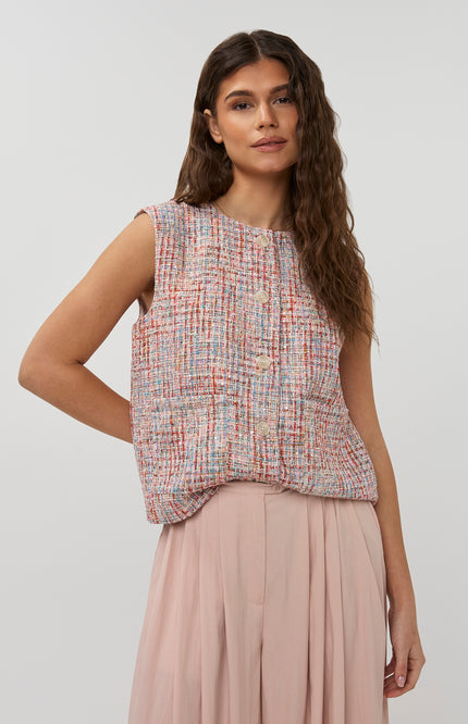 Studio Amaya Gilet Coco Multi Print Stretchshop.nl
