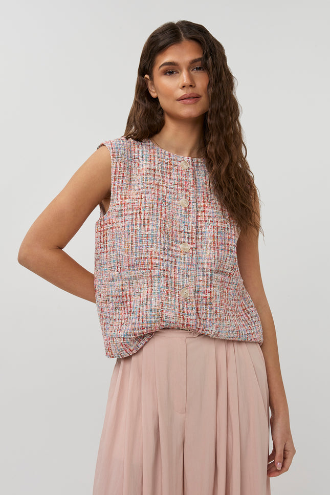 Studio Amaya Gilet Coco Multi Print Stretchshop.nl