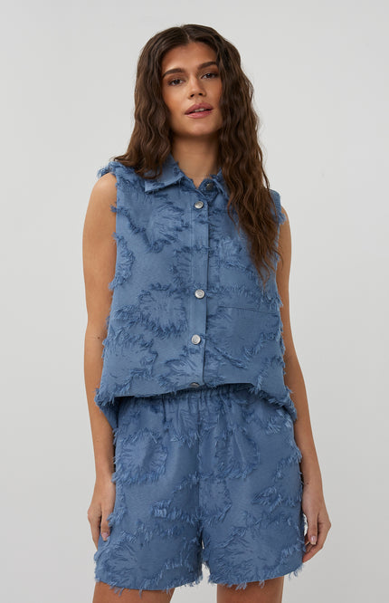 Studio Amaya Blouse Storm Blue Stretchshop.nl