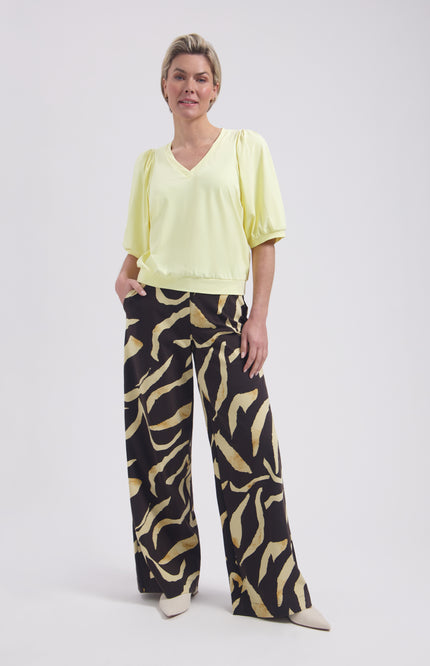 Lady Day Travel Top Amie-V Butter Yellow L24-375-3222 Stretchshop.nl