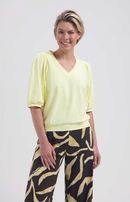 Lady Day Travel Top Amie-V Butter Yellow L24-375-3222 Stretchshop.nl