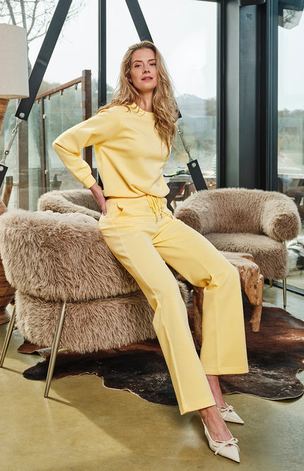 Mi Piace Top Sweat Cord Lemon Yellow 251038 Stretchshop.nl