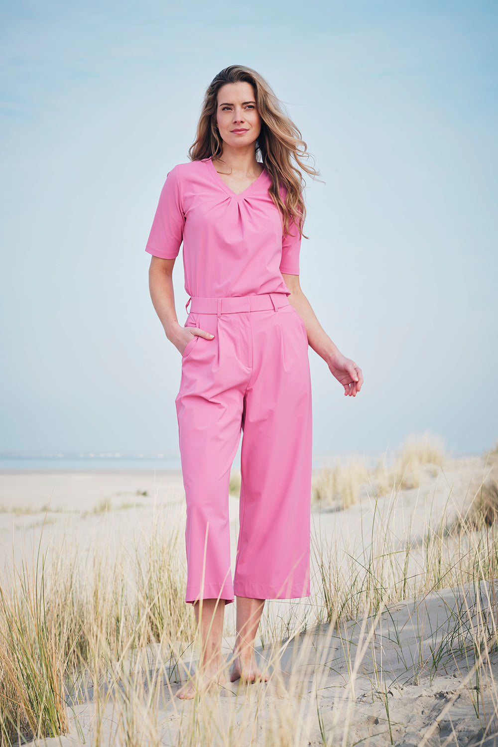 Mi Piace Travel Top Pleated Rose, geplooide roze topcuntegn