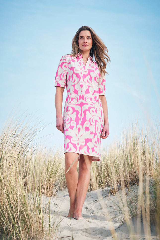 Mi Piace Travel Jurk Polo Ikat Print Rose 202605 Stretchshop.nl