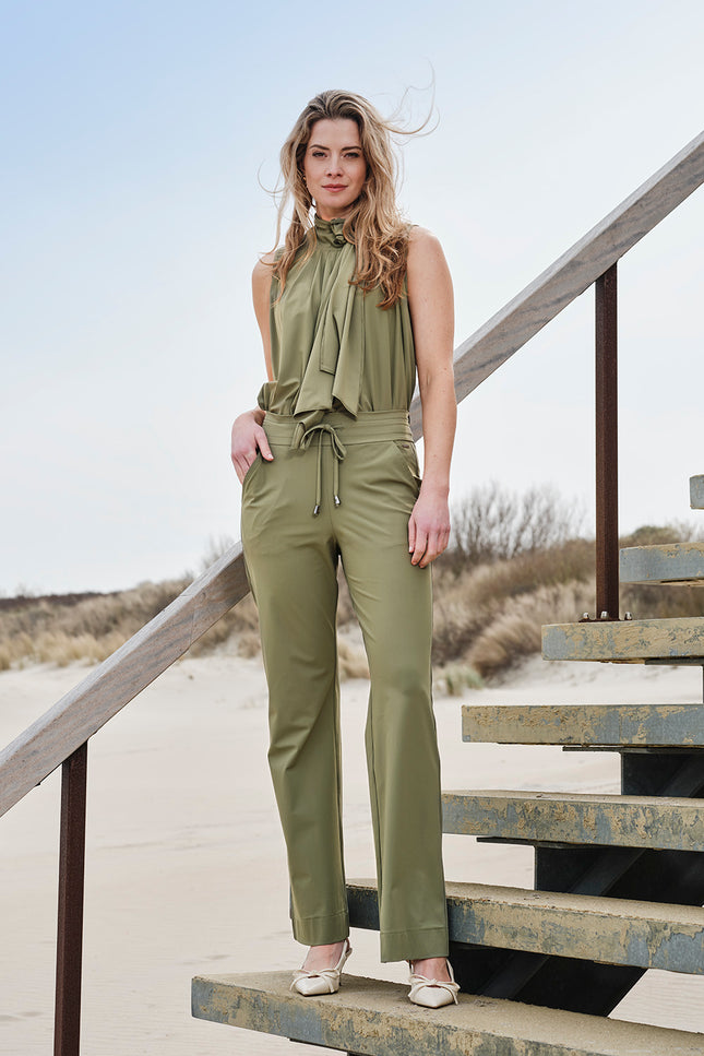 Mi Piace Travel Blouse Bow Olive 202830 Stretchshop.nl
