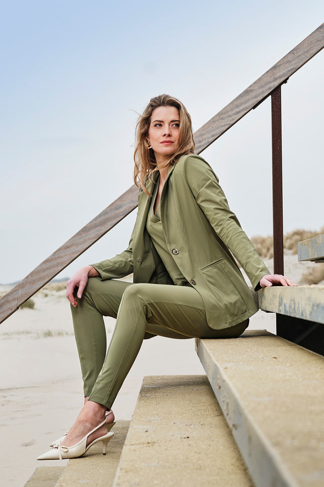 Mi Piace Travel Top Pleated Olive 202814 Stretchshop.nl
