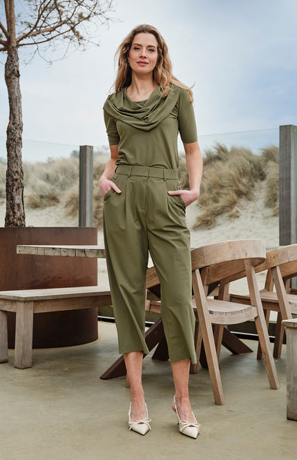 Mi Piace Heavy Travel Culotte Pleated Olive 202818A Stretchshop.nl