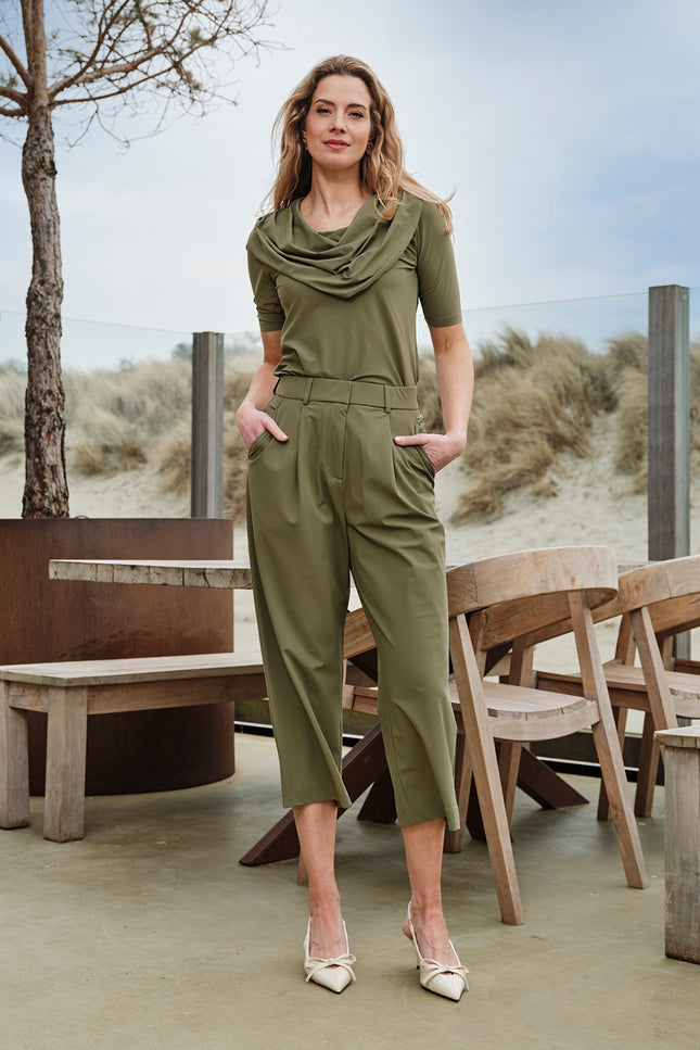 Mi Piace Heavy Travel Culotte Pleated Olive 202818A Stretchshop.nl