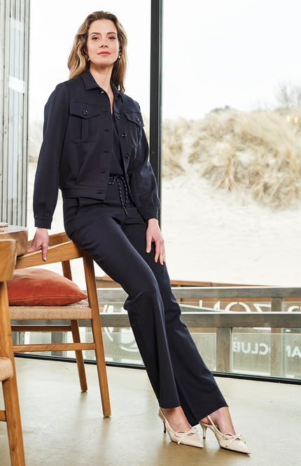 Mi Piace Top Sweat V-Neck Navy 251040 Stretchshop.nl
